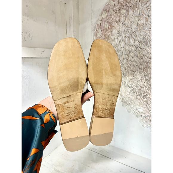Hermès Leather Oran Slip On Open Toe Flat Slides Sandals White Women's 40.5 / 10 - Picture 10 of 11